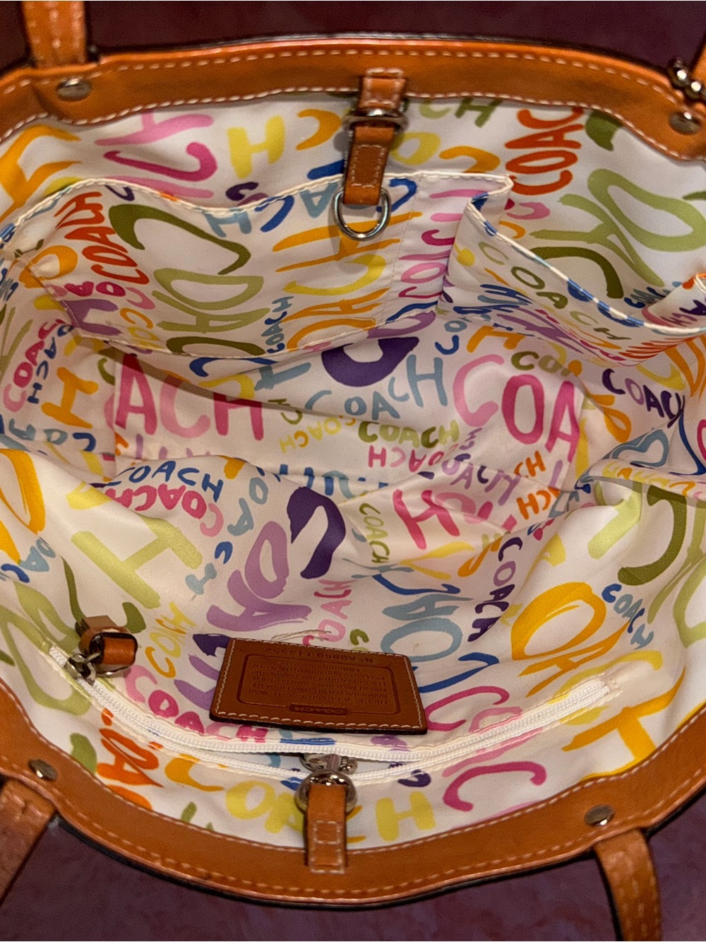 π Authentic Coach Pastel Rainbow Stripe Tote multicolored handbag π - Picture 12 of 14